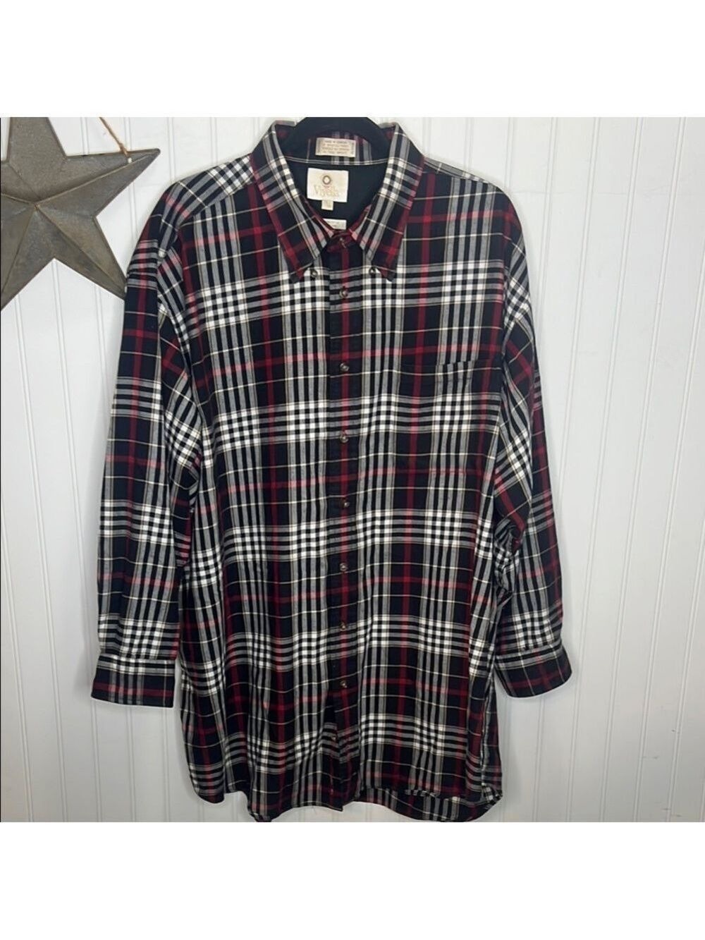 Viyella Mens Classic Plaid Cotton Wool Dress Shirt Size 2X